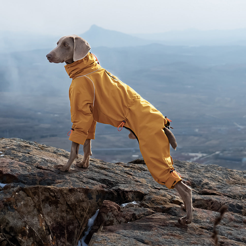 Large dog four-legged jacket Windproof turtleneck sweater Outdoor warm all-inclusive dog clothing Pet clothing